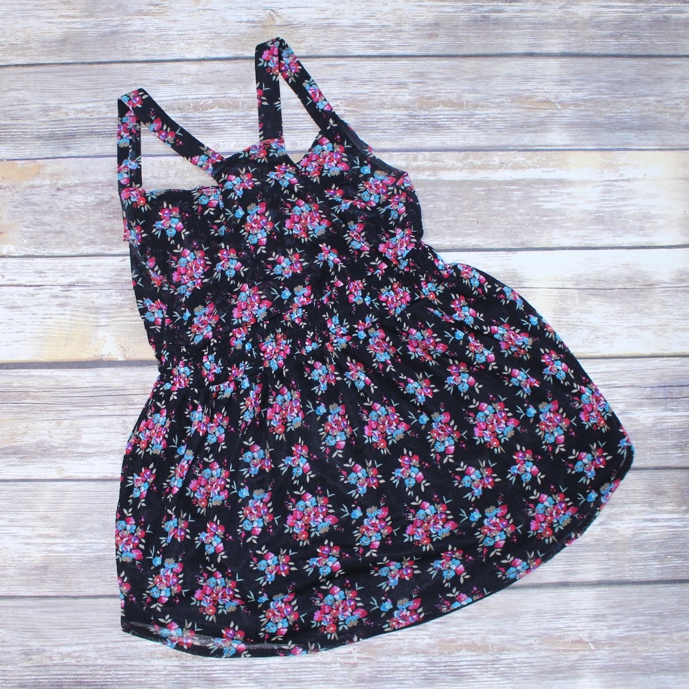 Express Floral Print Layered Racerback Tank Top - Picture 2 of 3